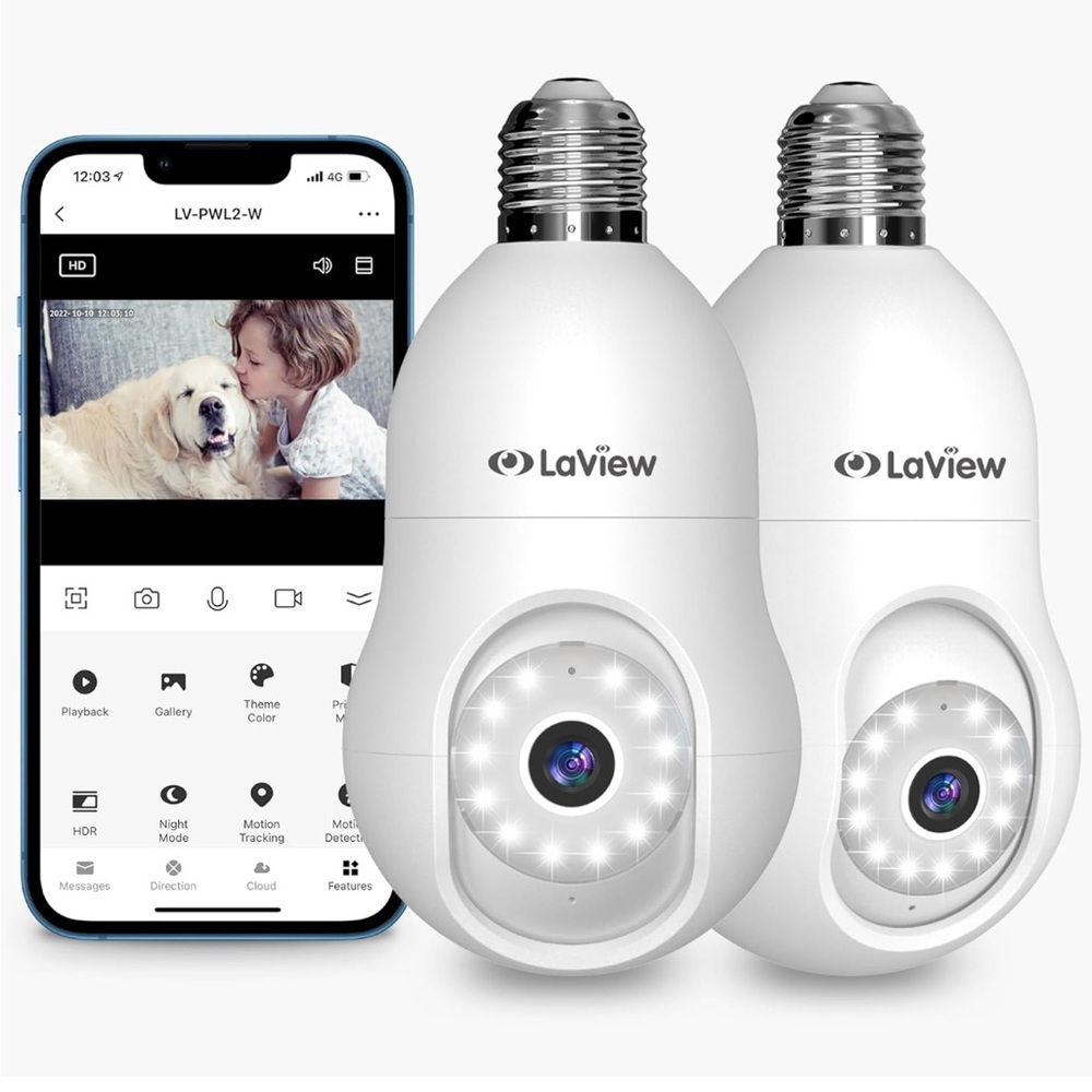 LaView 4MP Bulb Security Camera 2pack